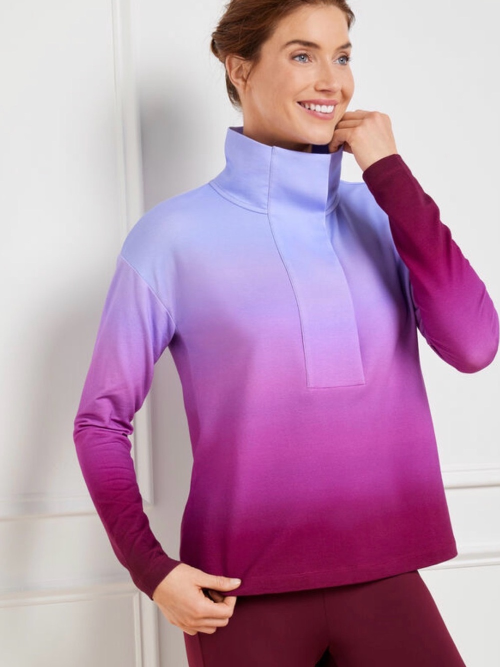 Talbots T by Talbots Snap Placket Pullover Ombré Size L